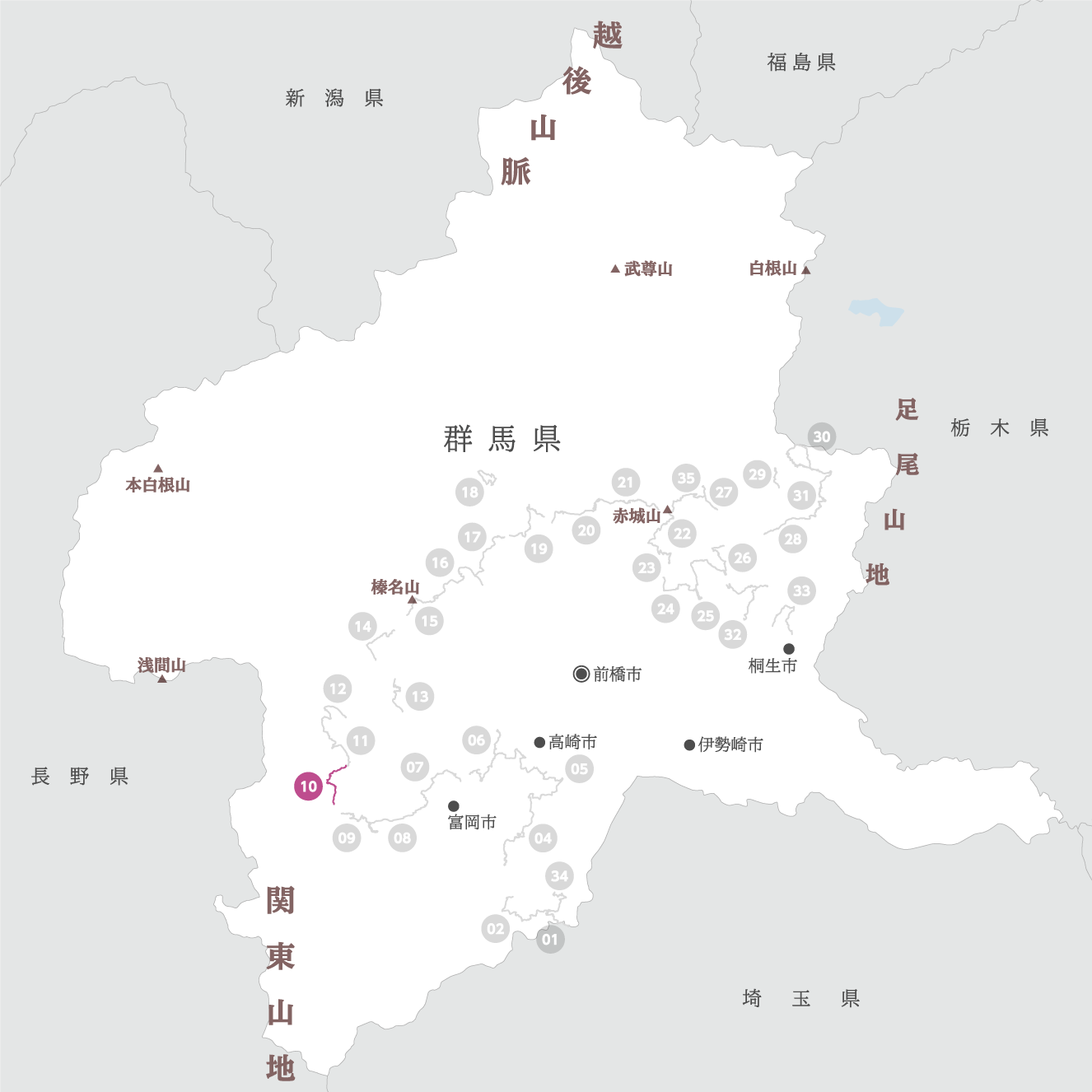 群馬県の地図