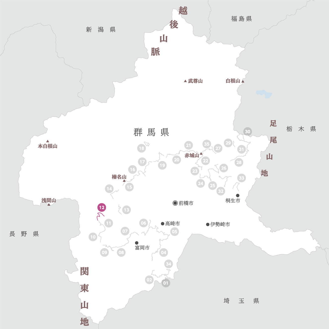 群馬県の地図