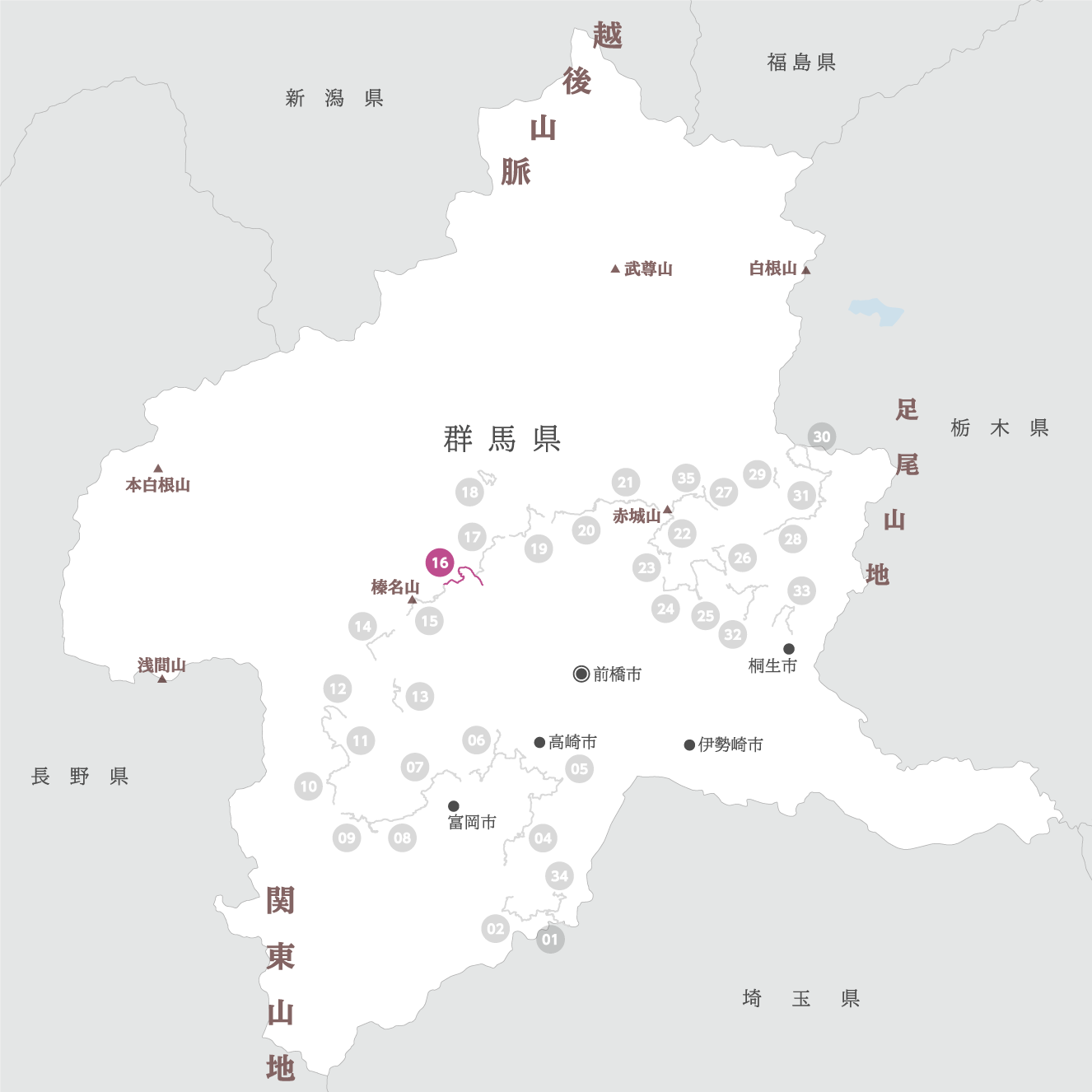 群馬県の地図