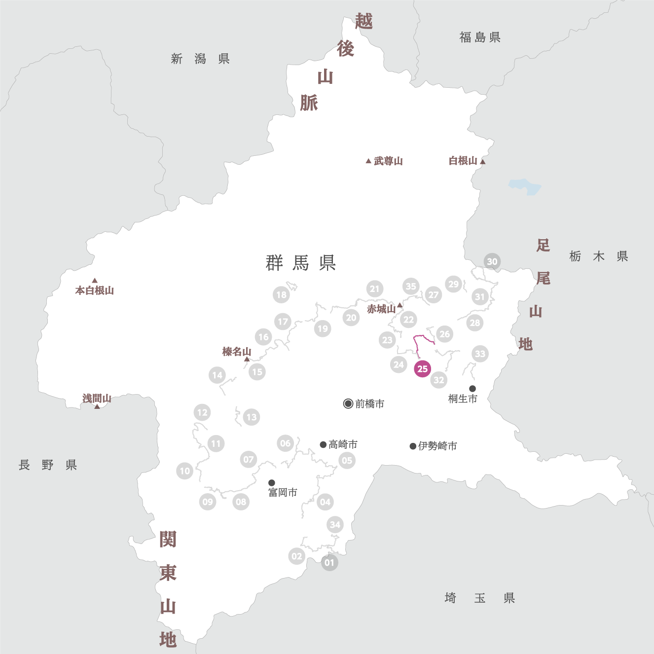 群馬県の地図