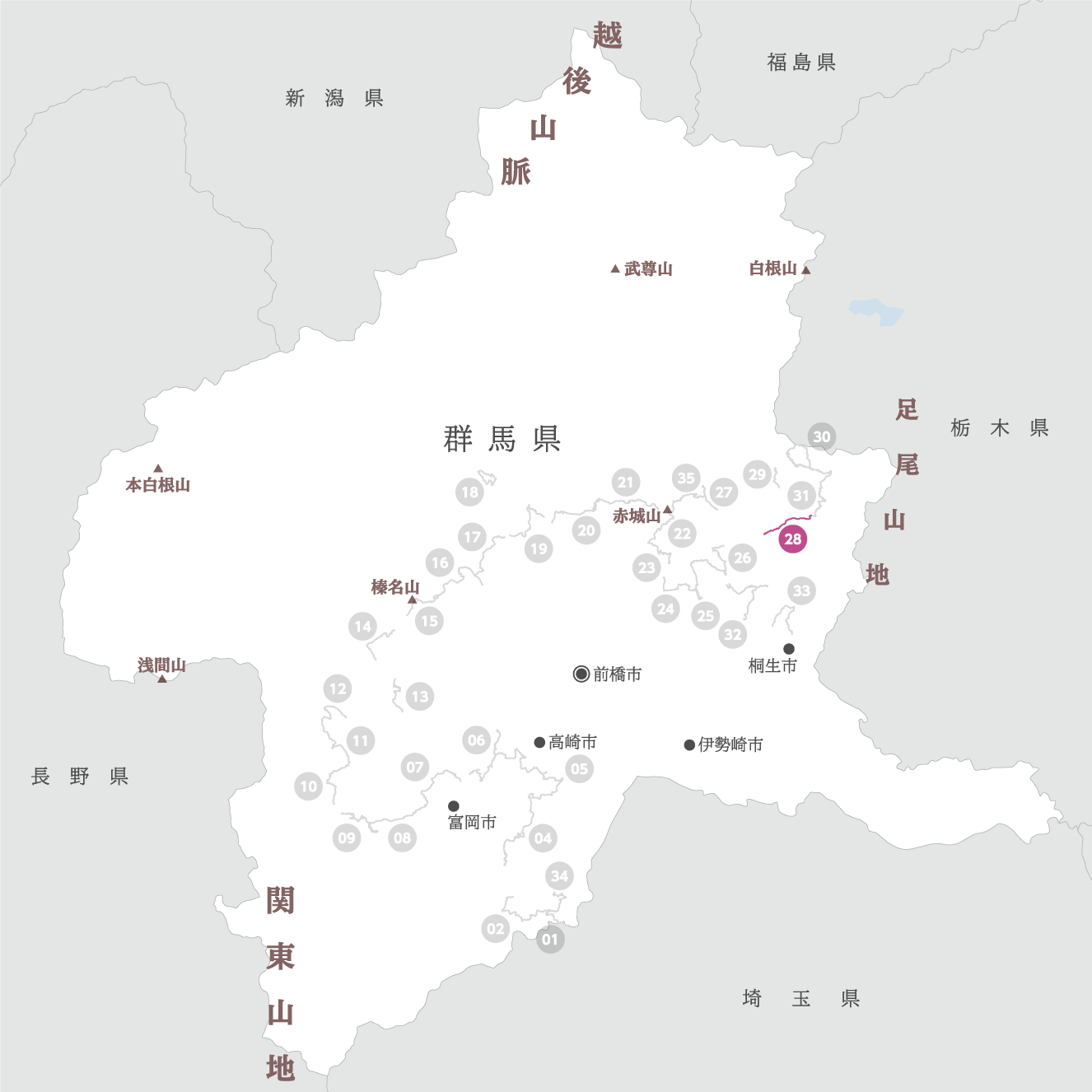 群馬県の地図