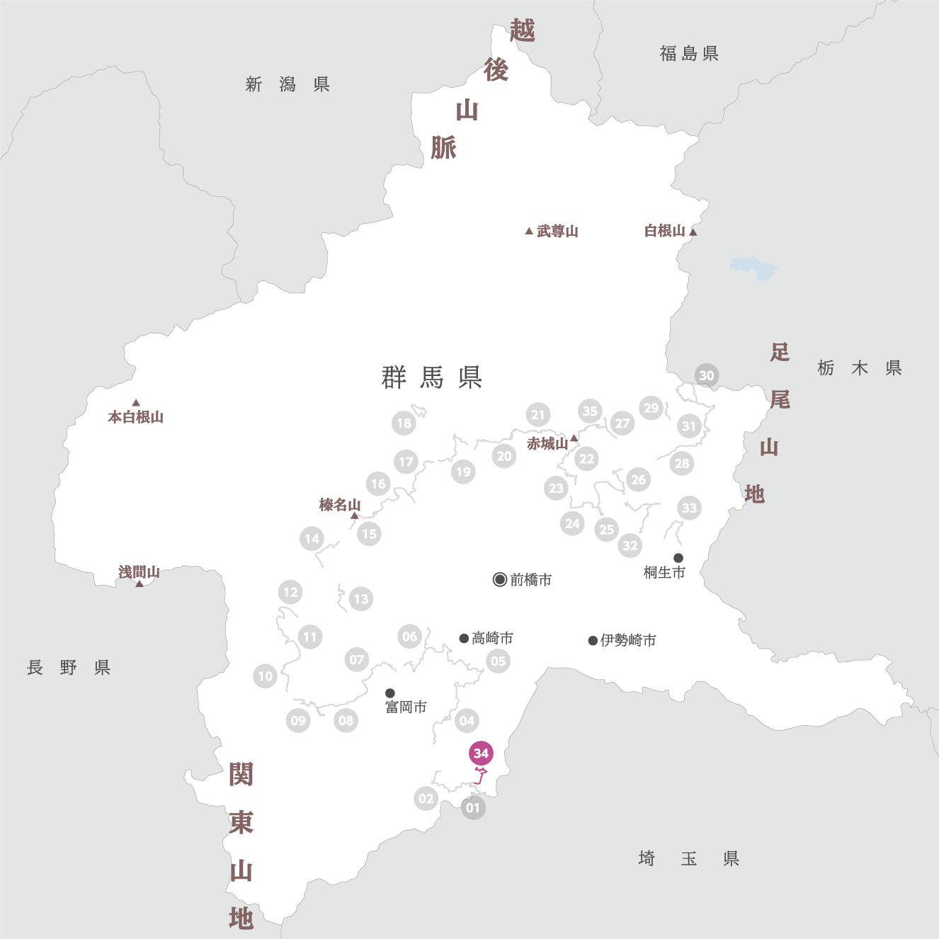 群馬県の地図