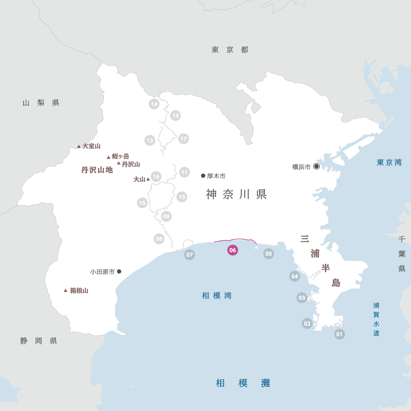 神奈川県の地図