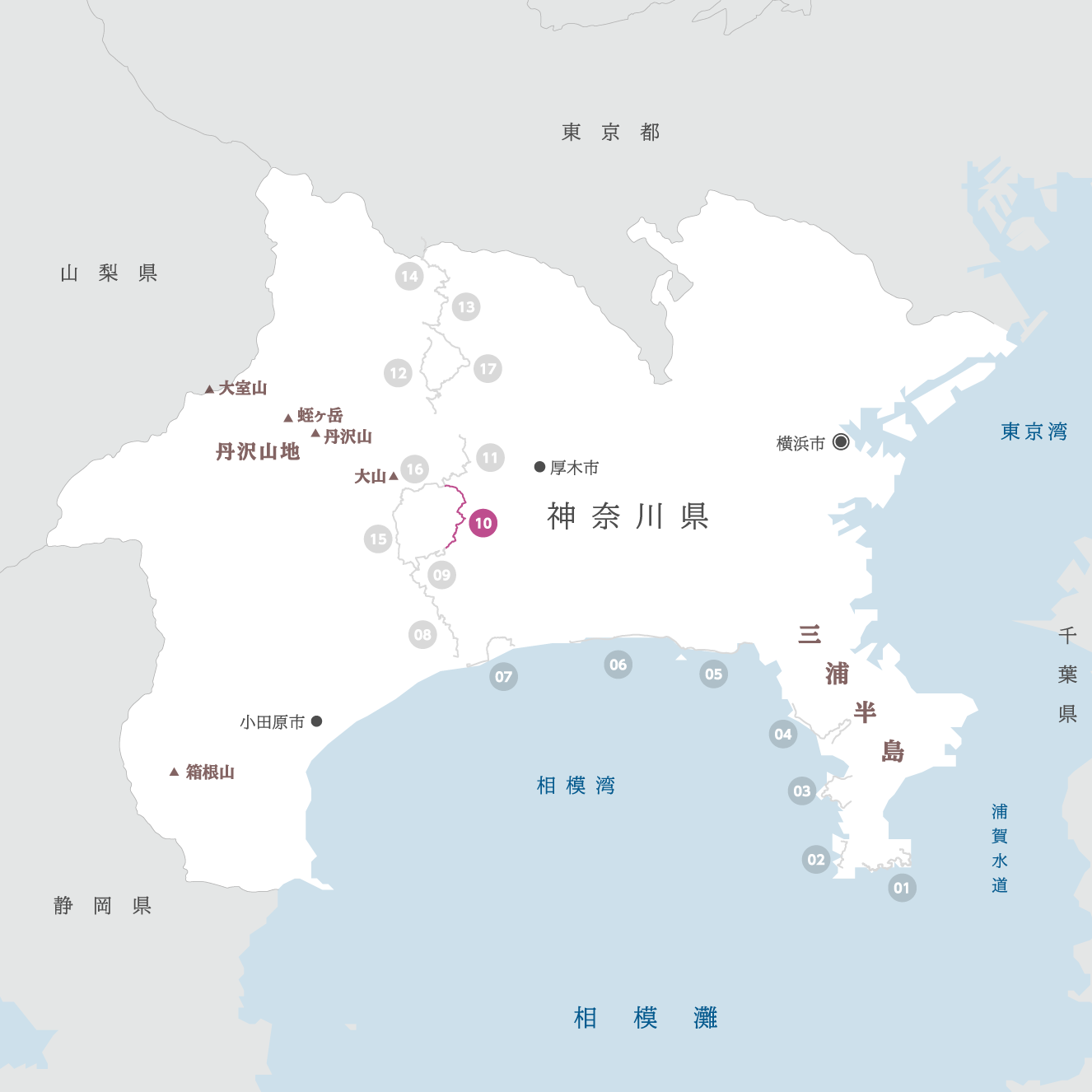 神奈川県の地図