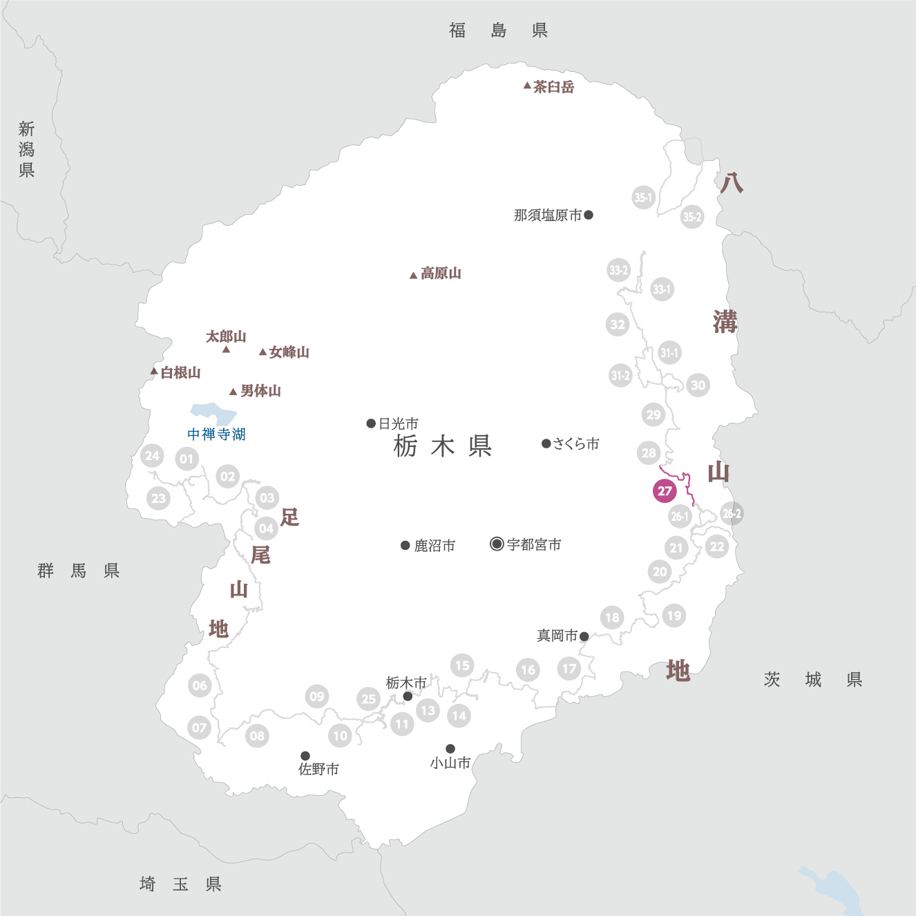 栃木県の地図