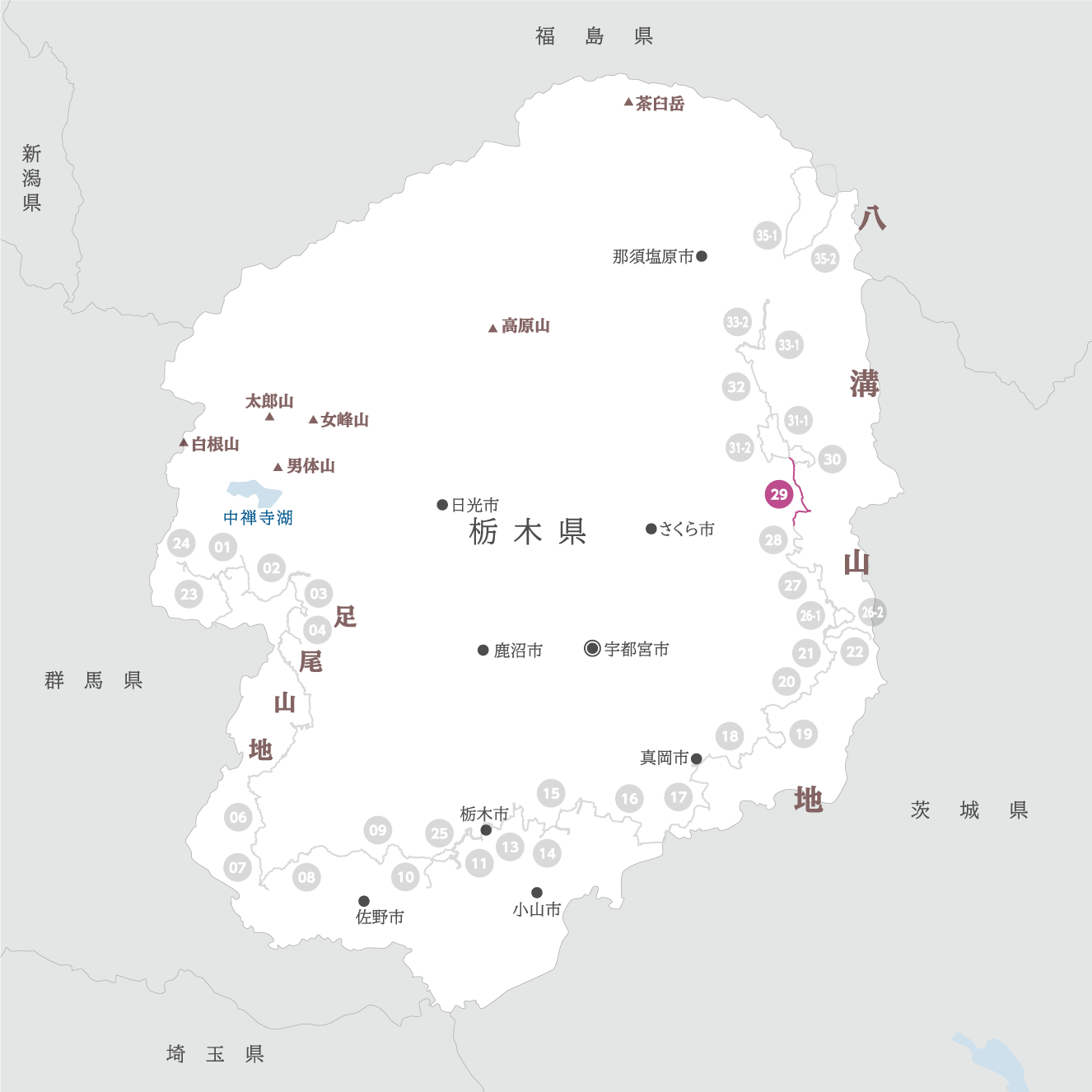 栃木県の地図