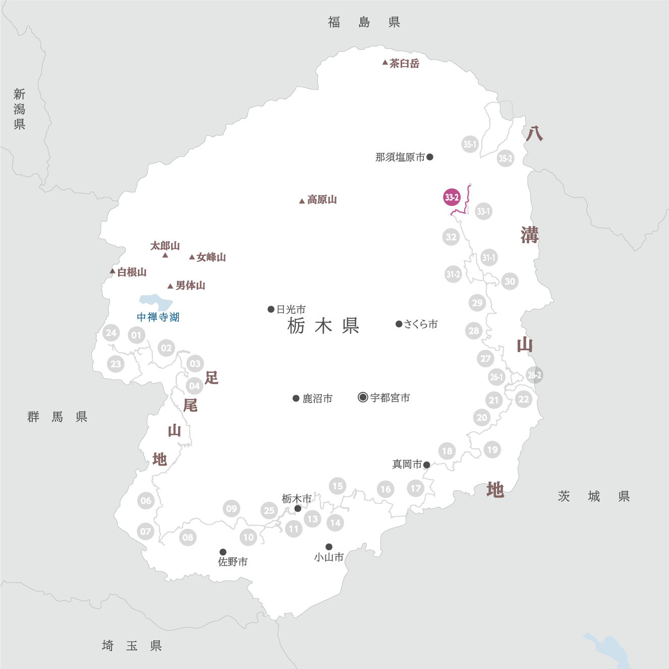 栃木県の地図