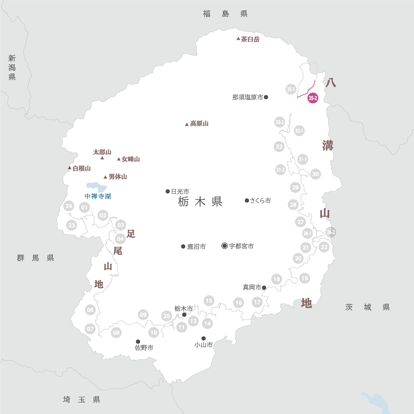 栃木県の地図