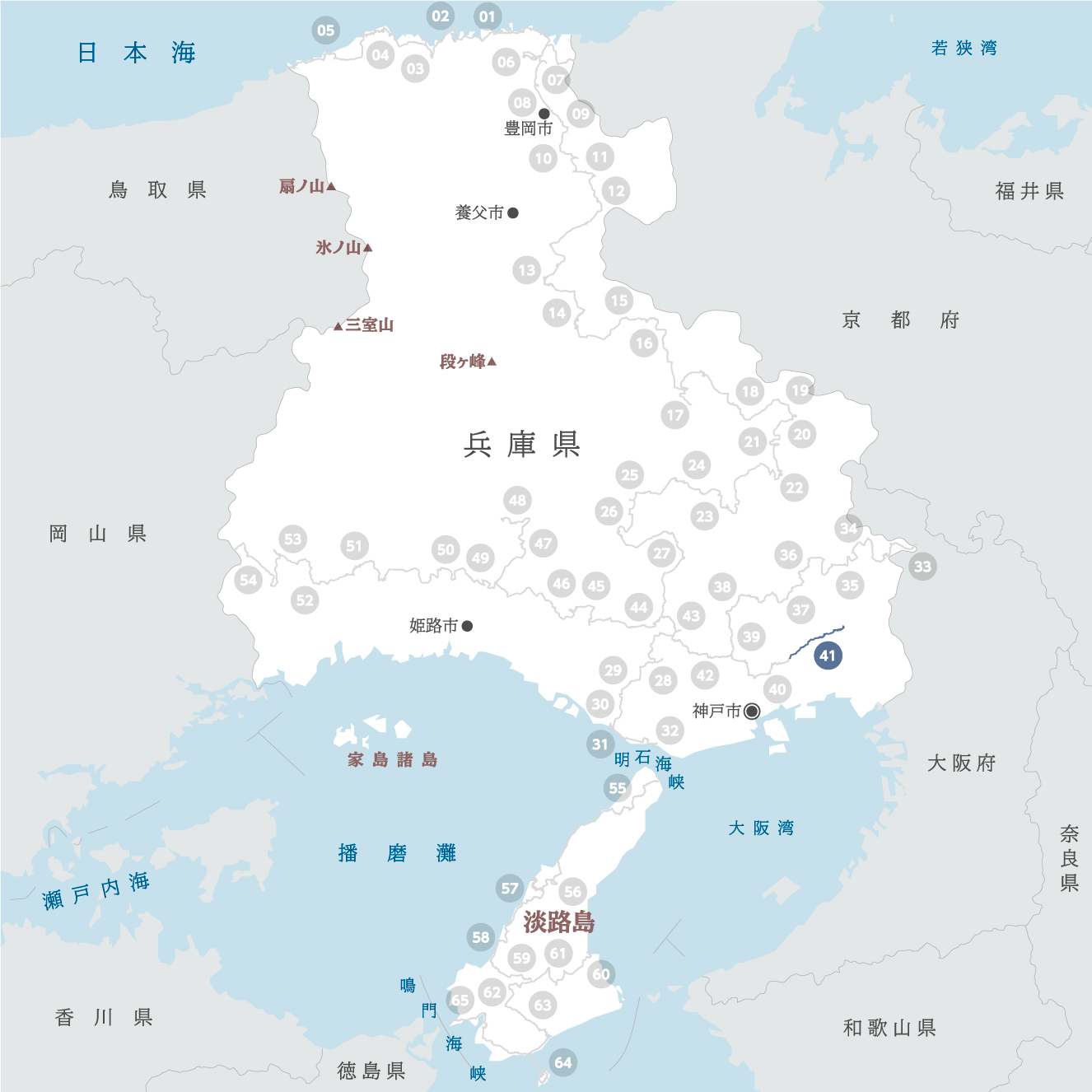 兵庫県の地図