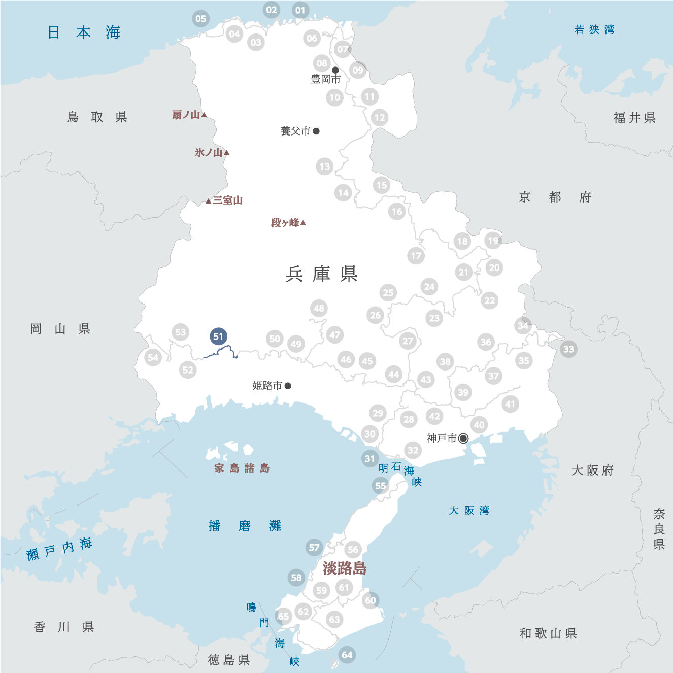 兵庫県の地図