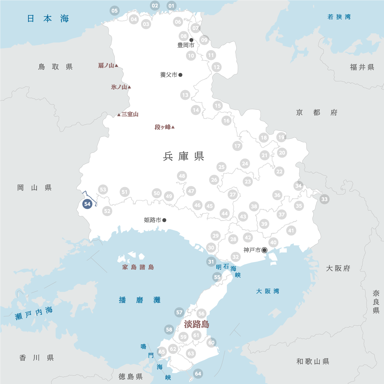 兵庫県の地図