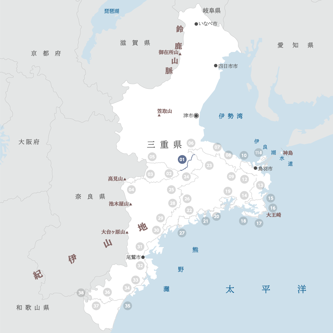 三重県の地図