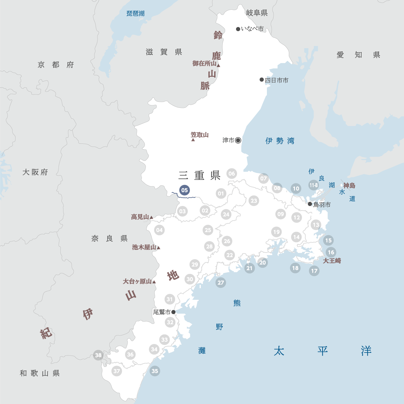 三重県の地図