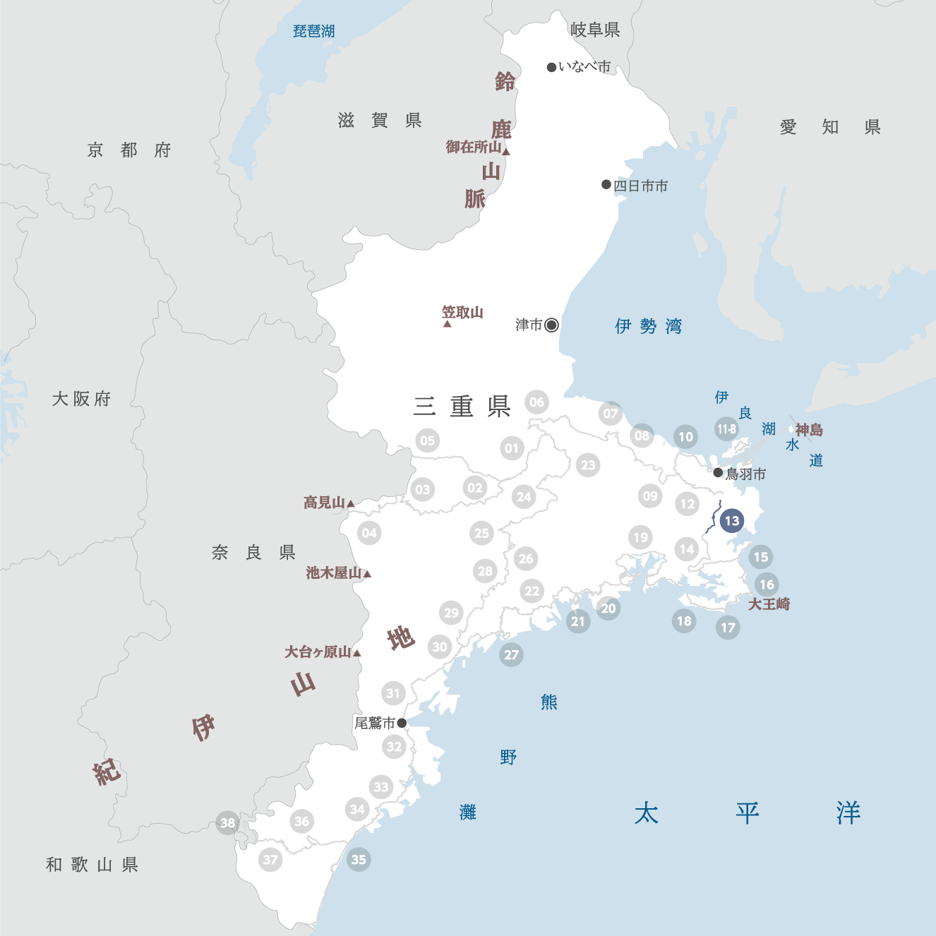 三重県の地図