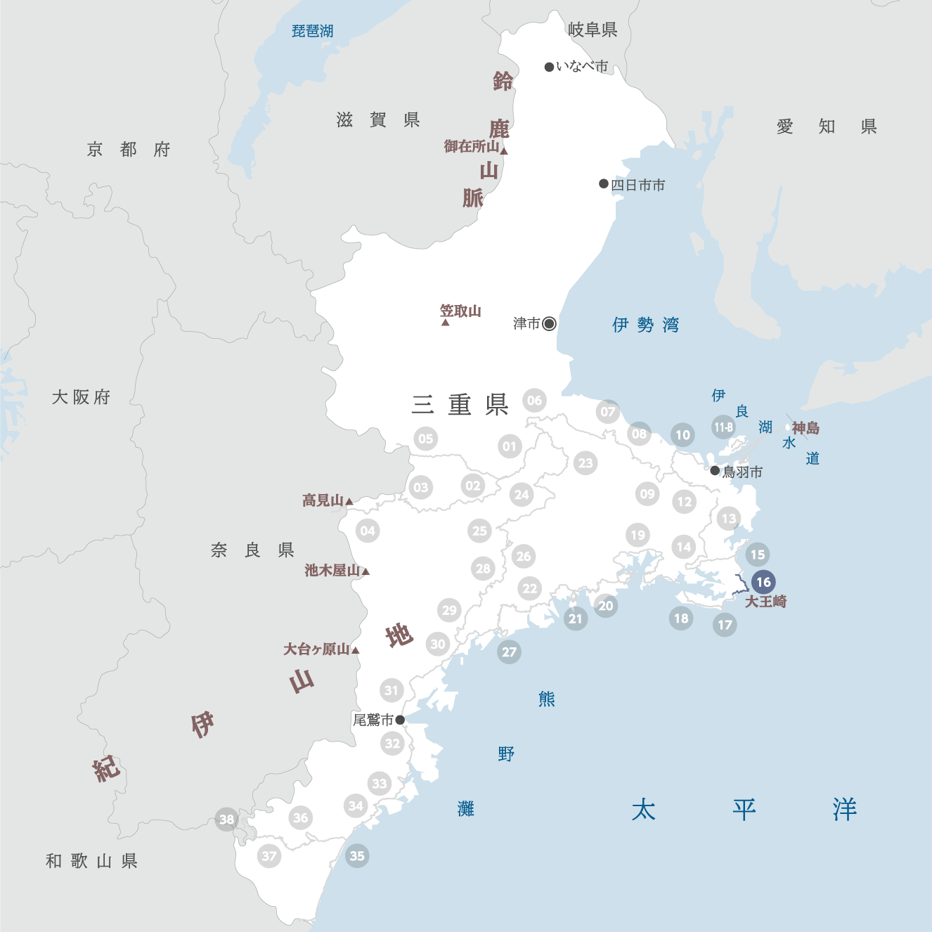 三重県の地図