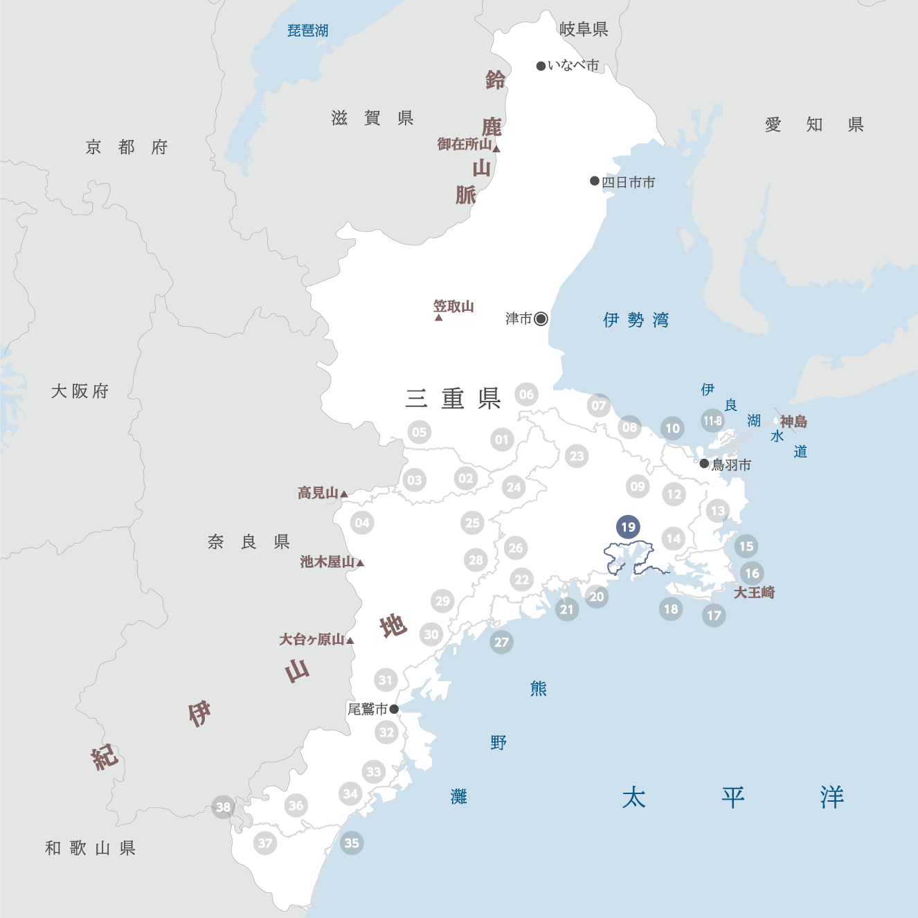 三重県の地図