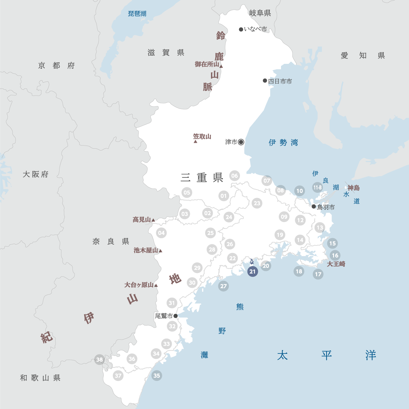 三重県の地図