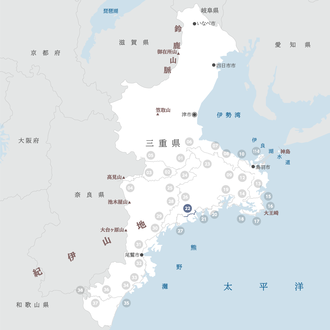 三重県の地図