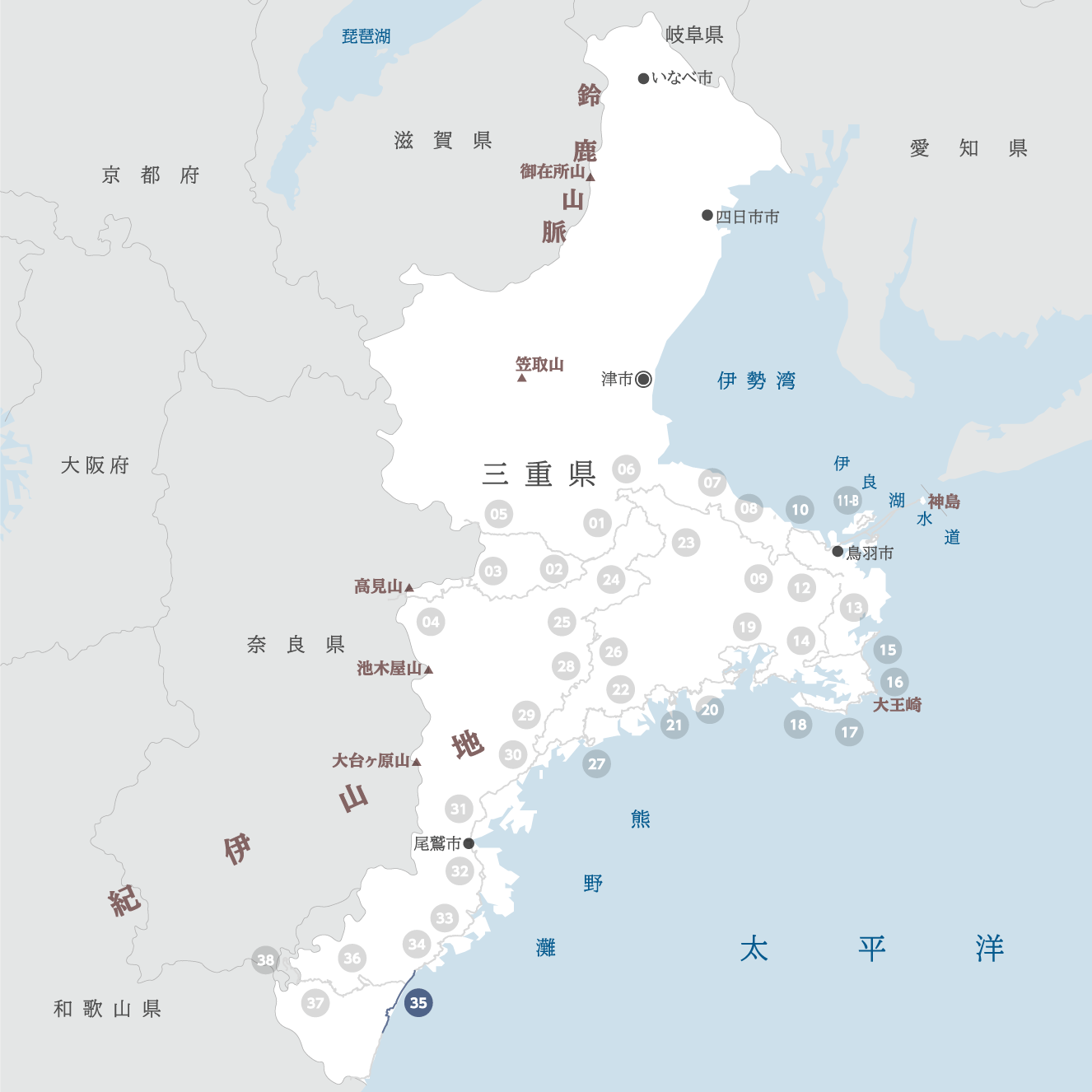 三重県の地図