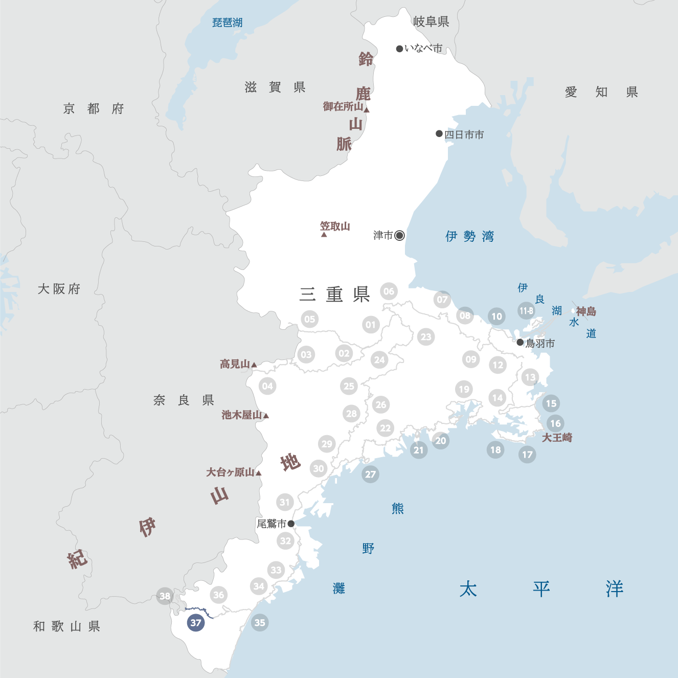 三重県の地図