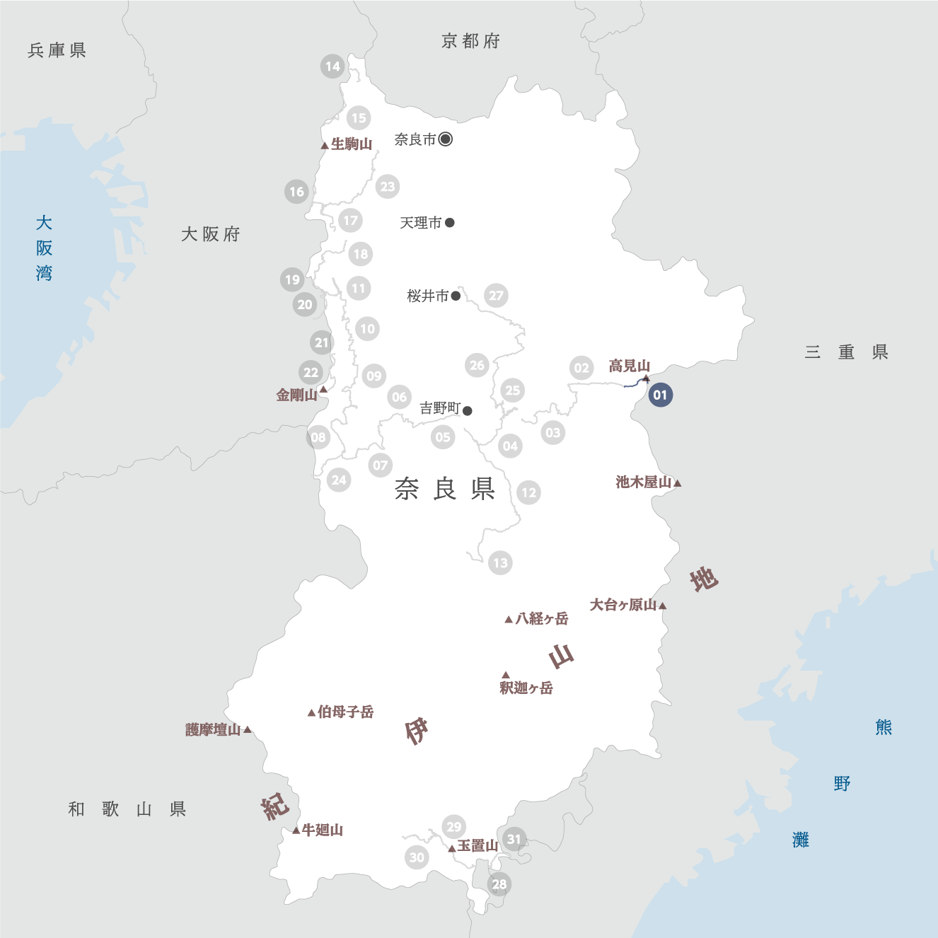 奈良県の地図