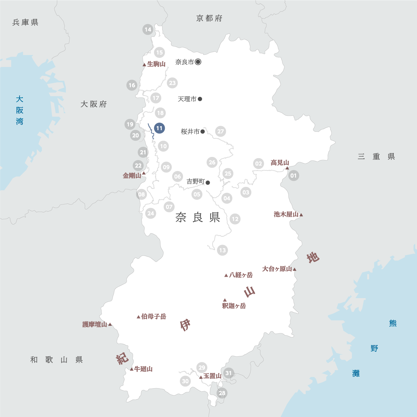 奈良県の地図