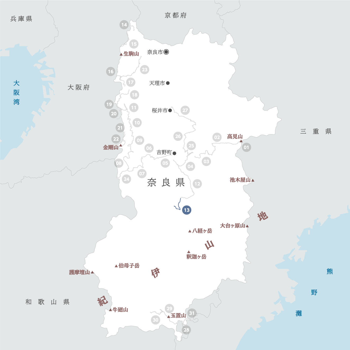 奈良県の地図