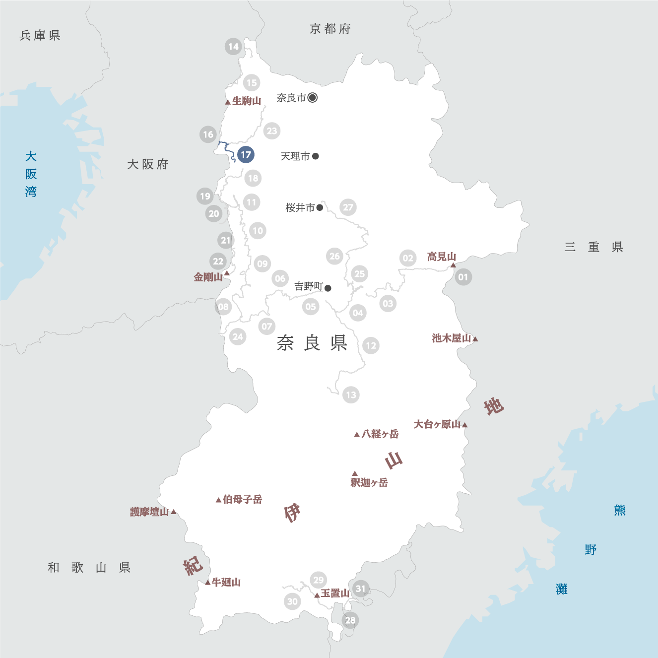 奈良県の地図