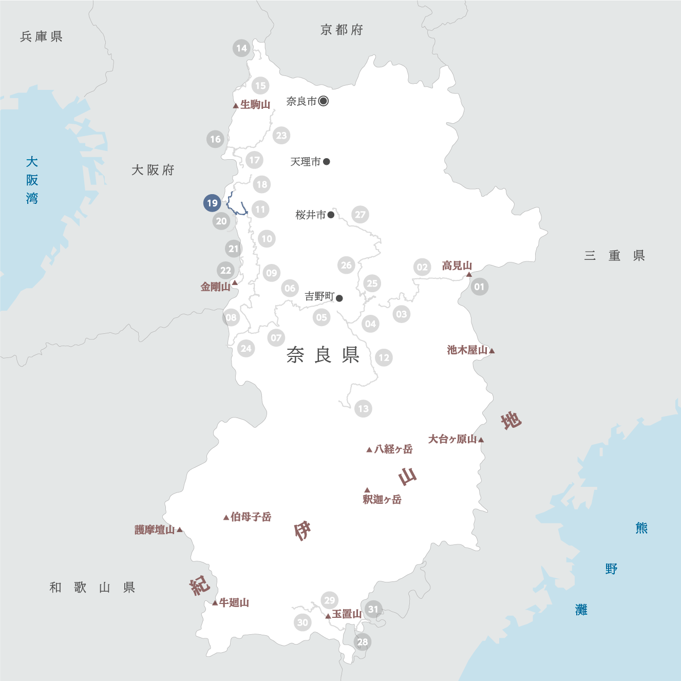 奈良県の地図