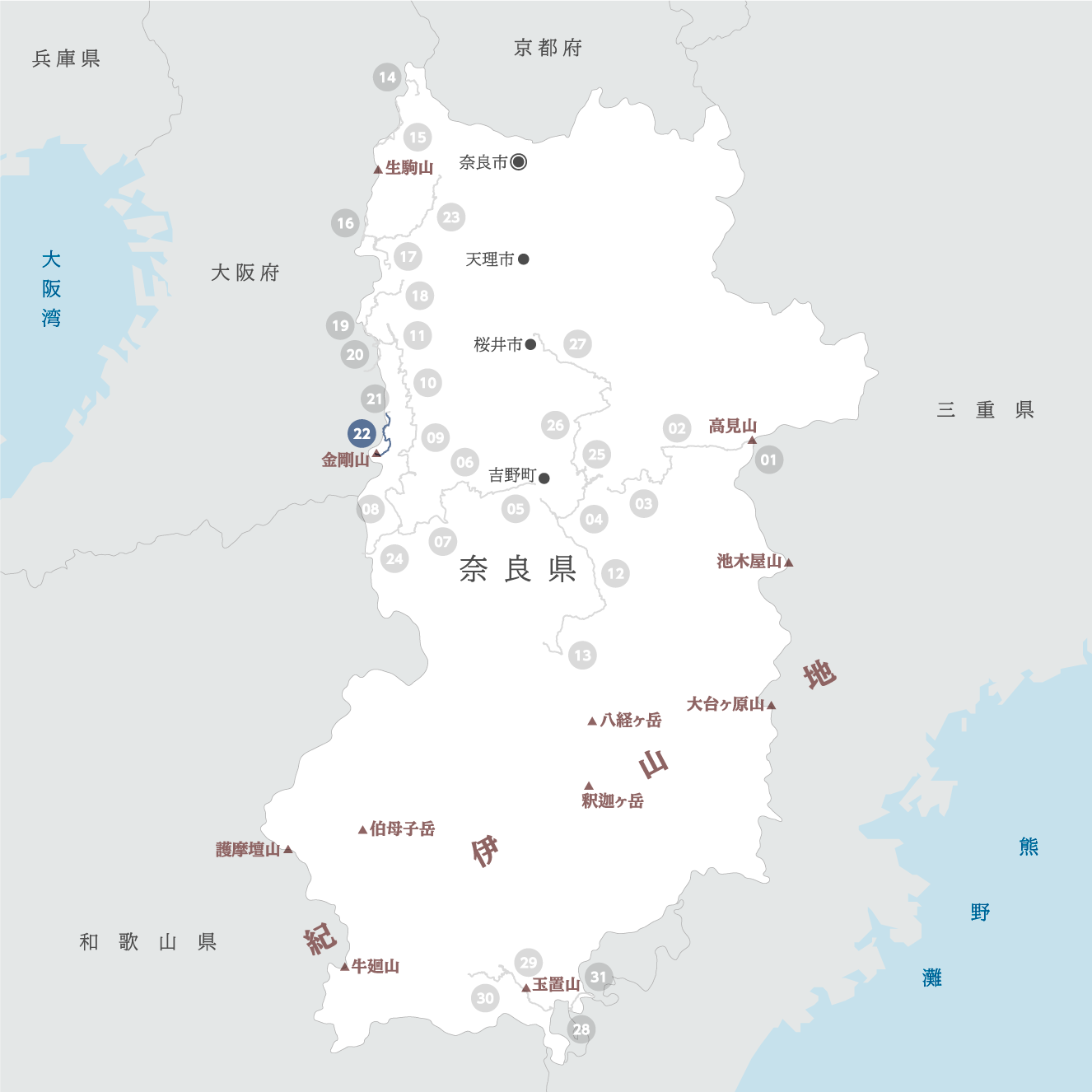 奈良県の地図