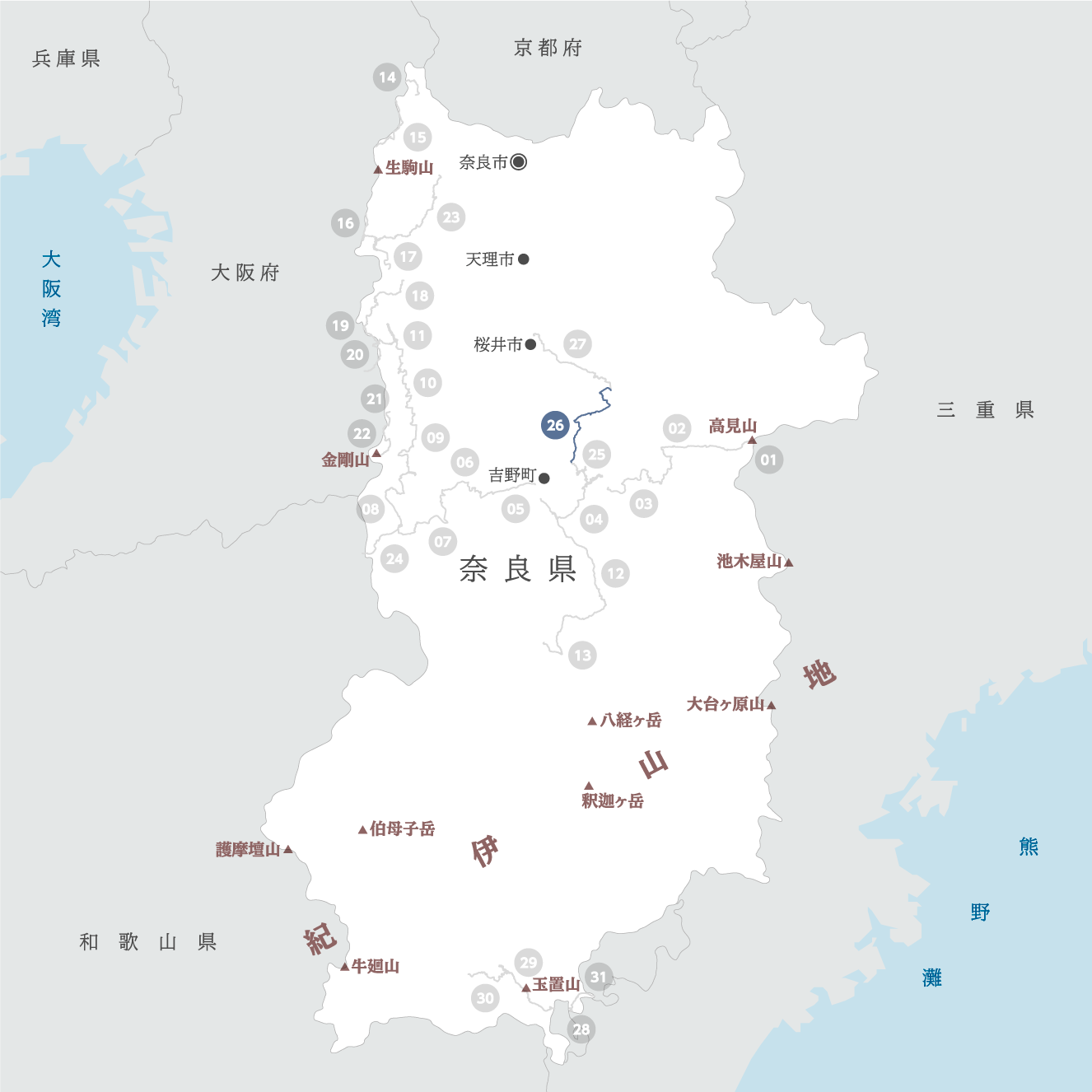 奈良県の地図