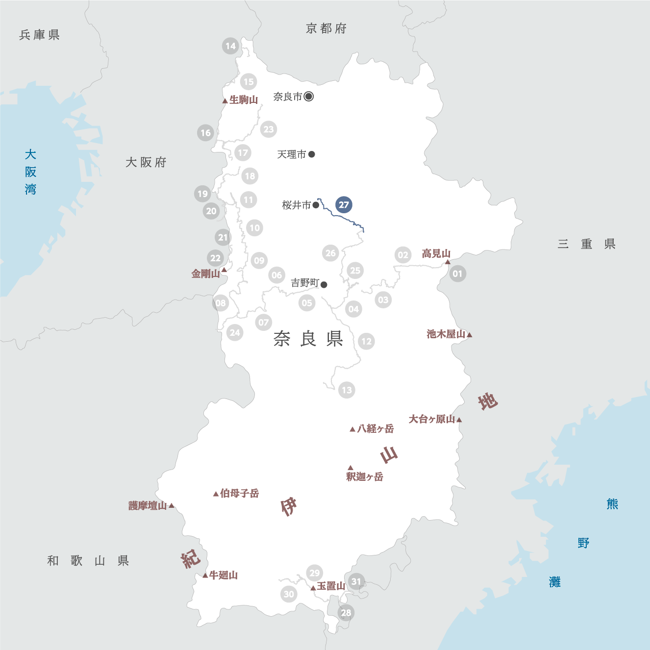 奈良県の地図