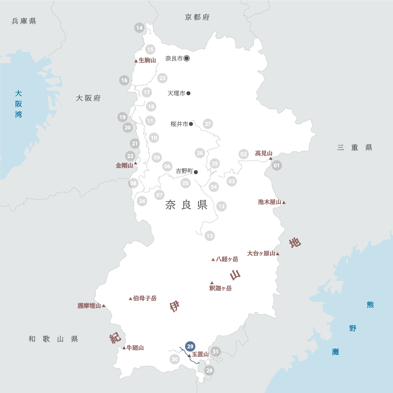 奈良県の地図