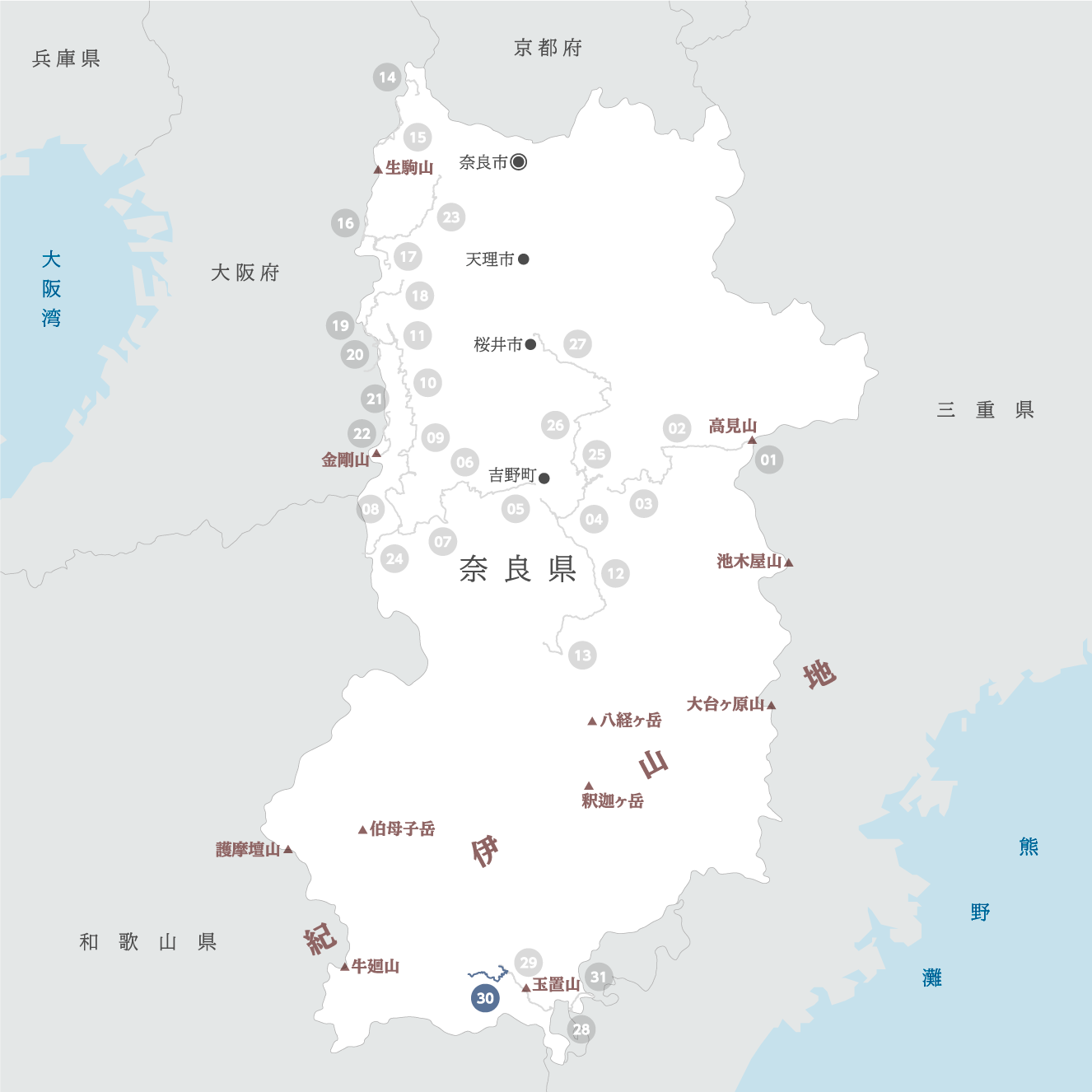 奈良県の地図