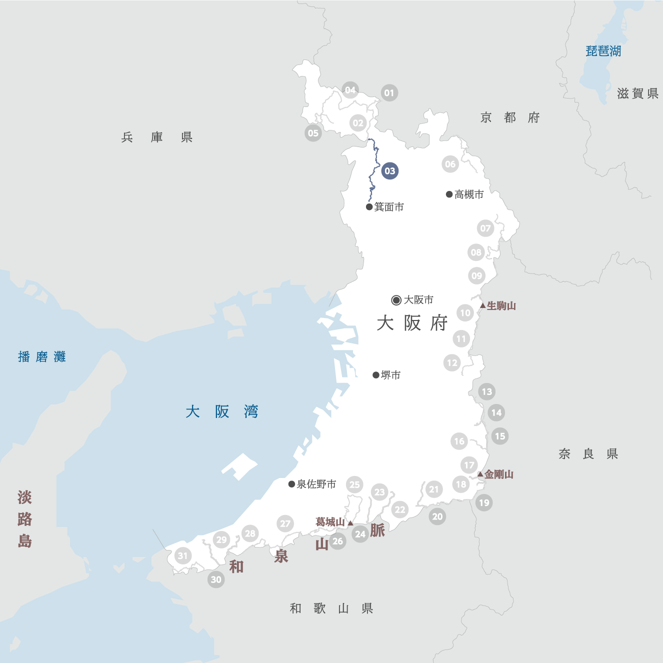 大阪府の地図