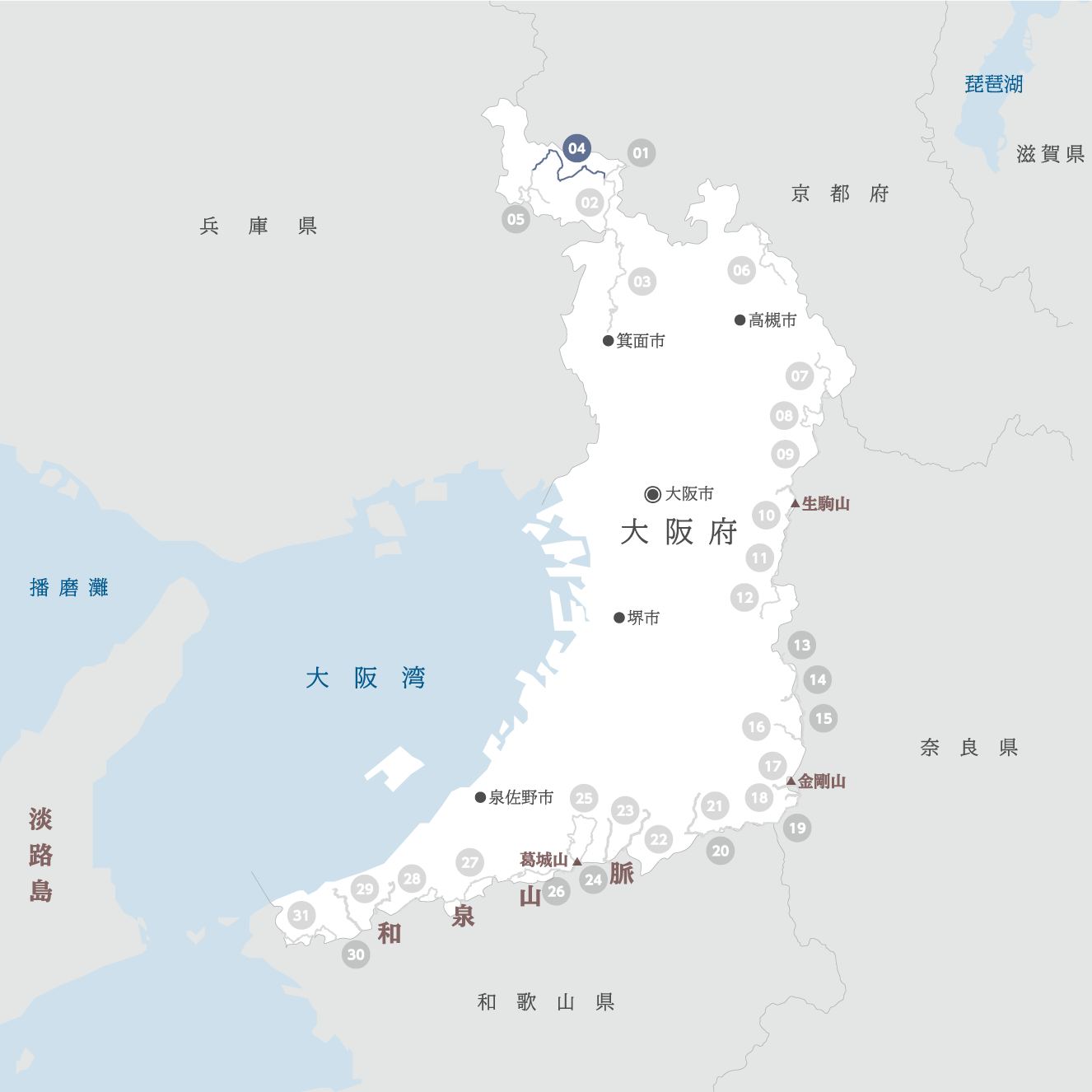 大阪府の地図