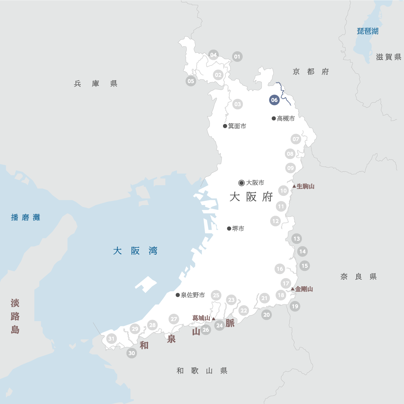 大阪府の地図