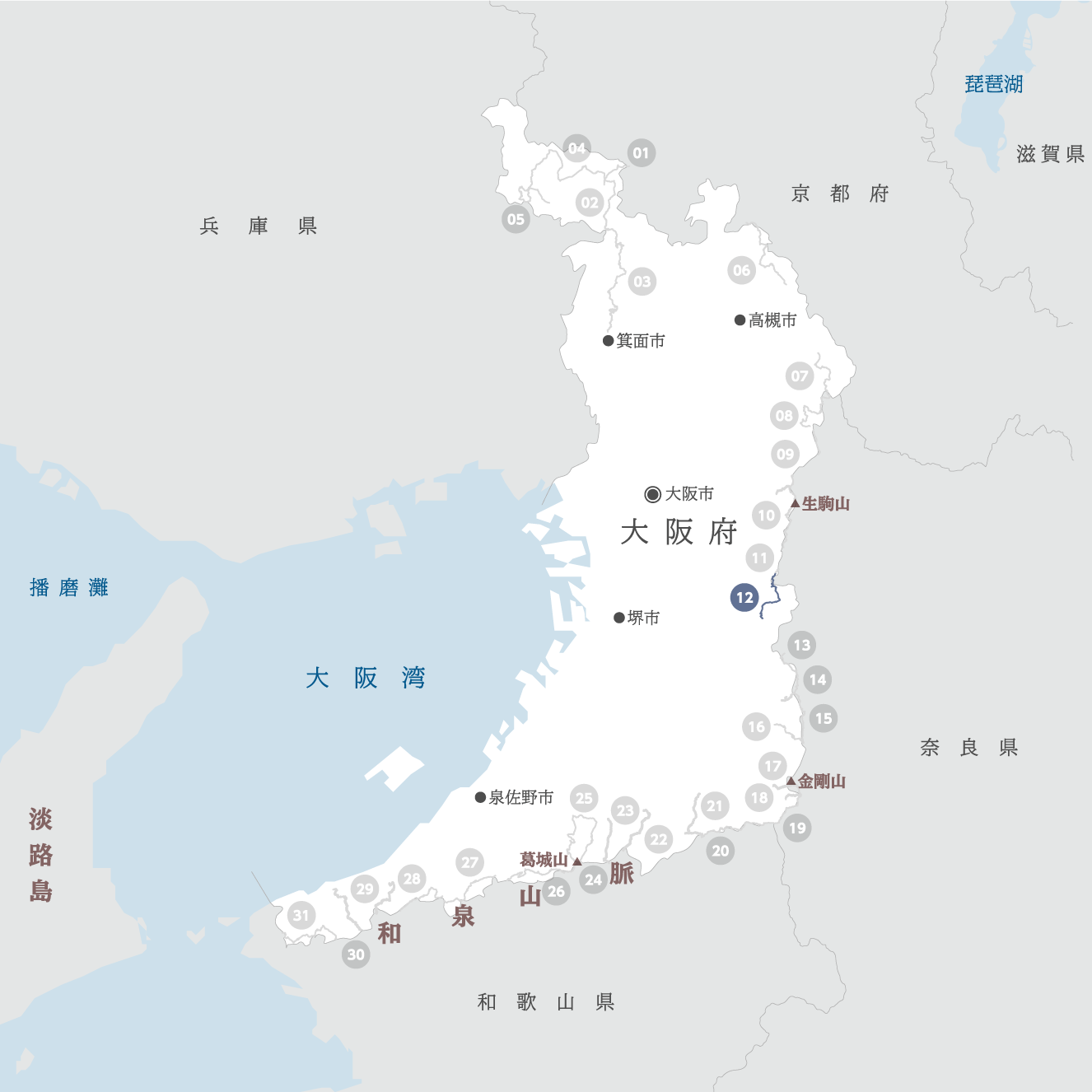 大阪府の地図