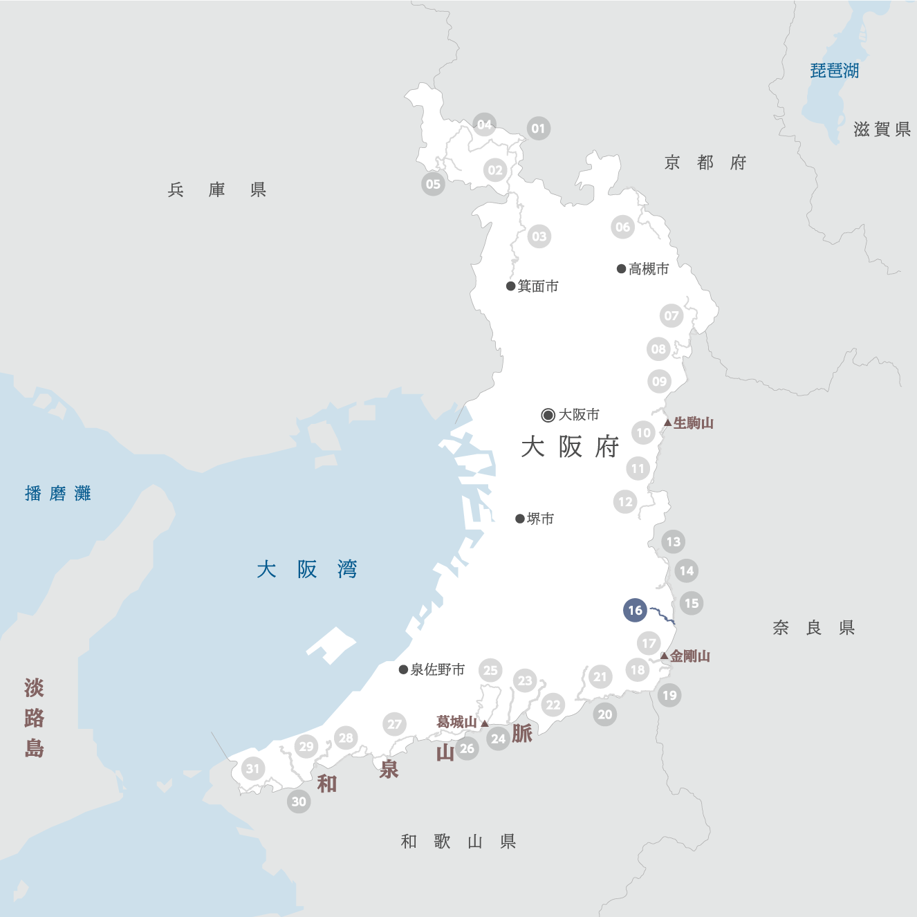 大阪府の地図