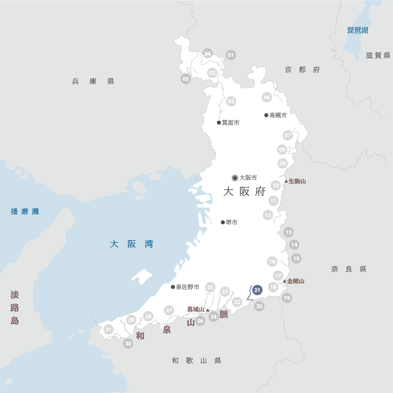 大阪府の地図