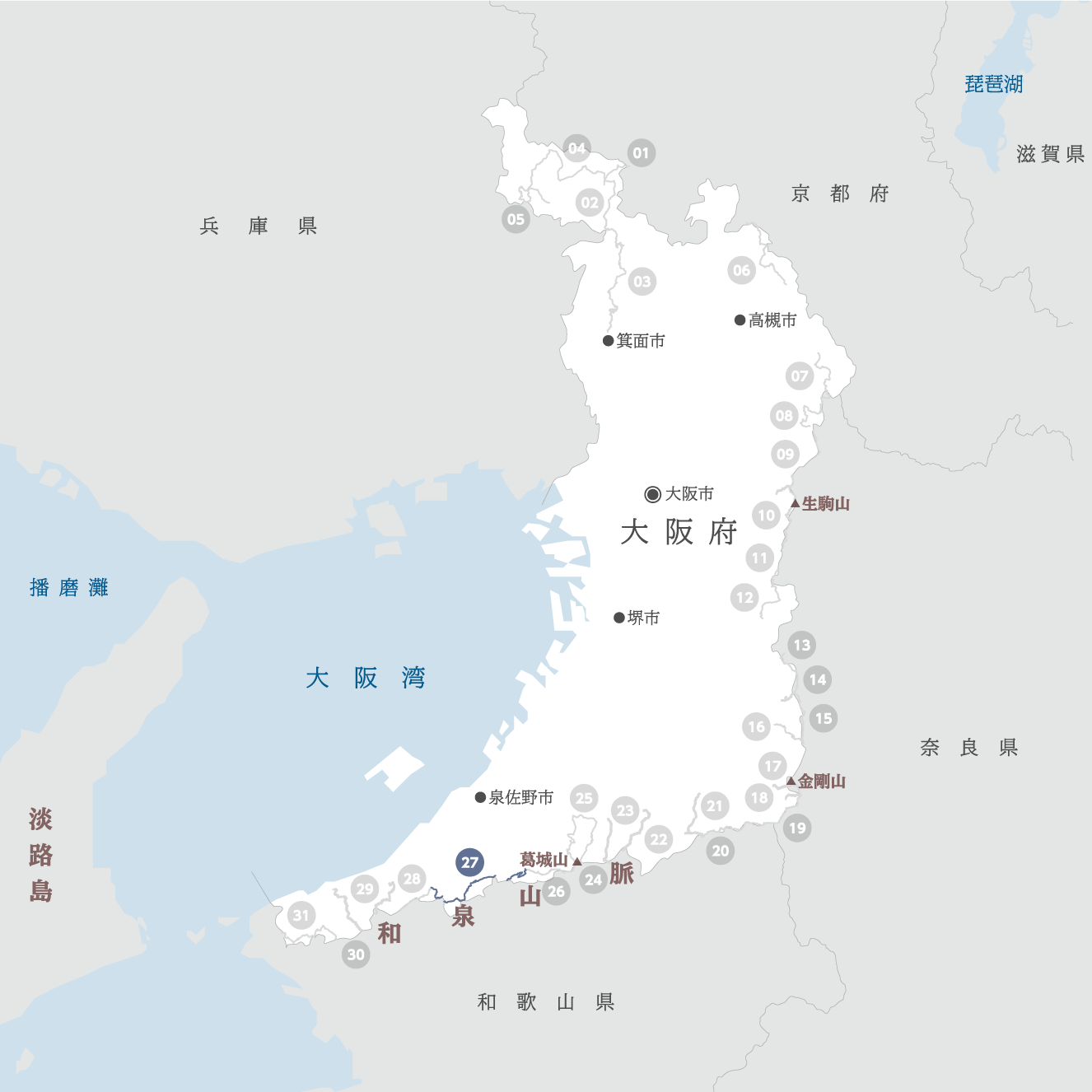 大阪府の地図