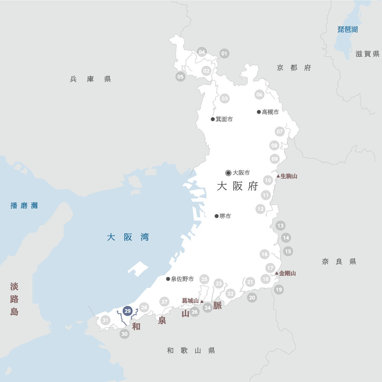 大阪府の地図