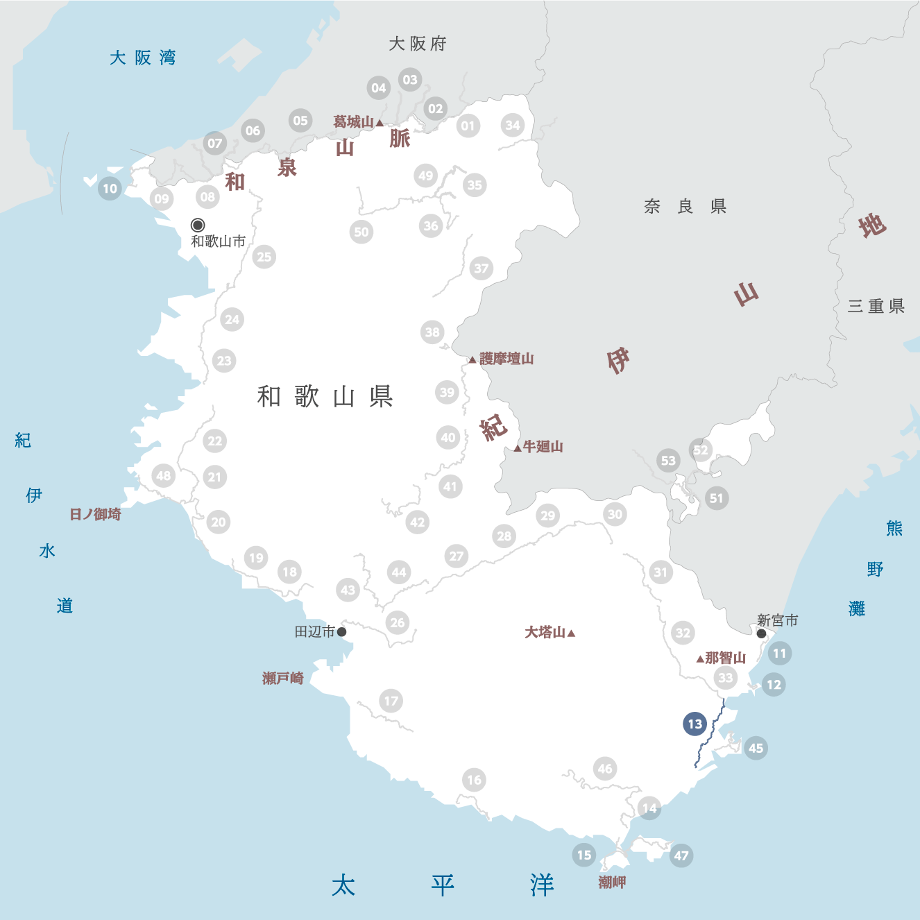 和歌山県の地図