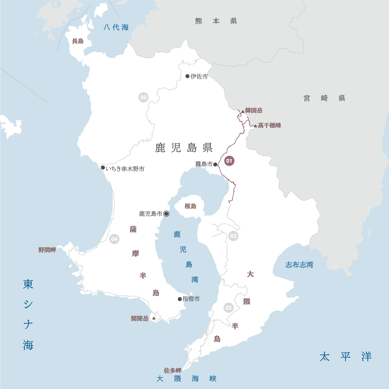 鹿児島県の地図