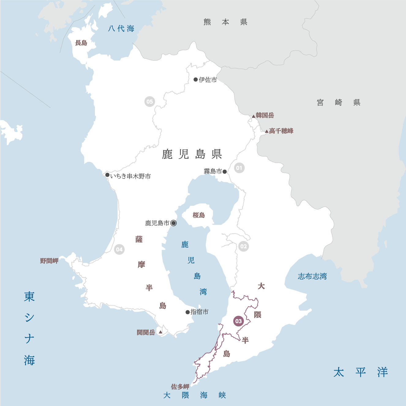 鹿児島県の地図