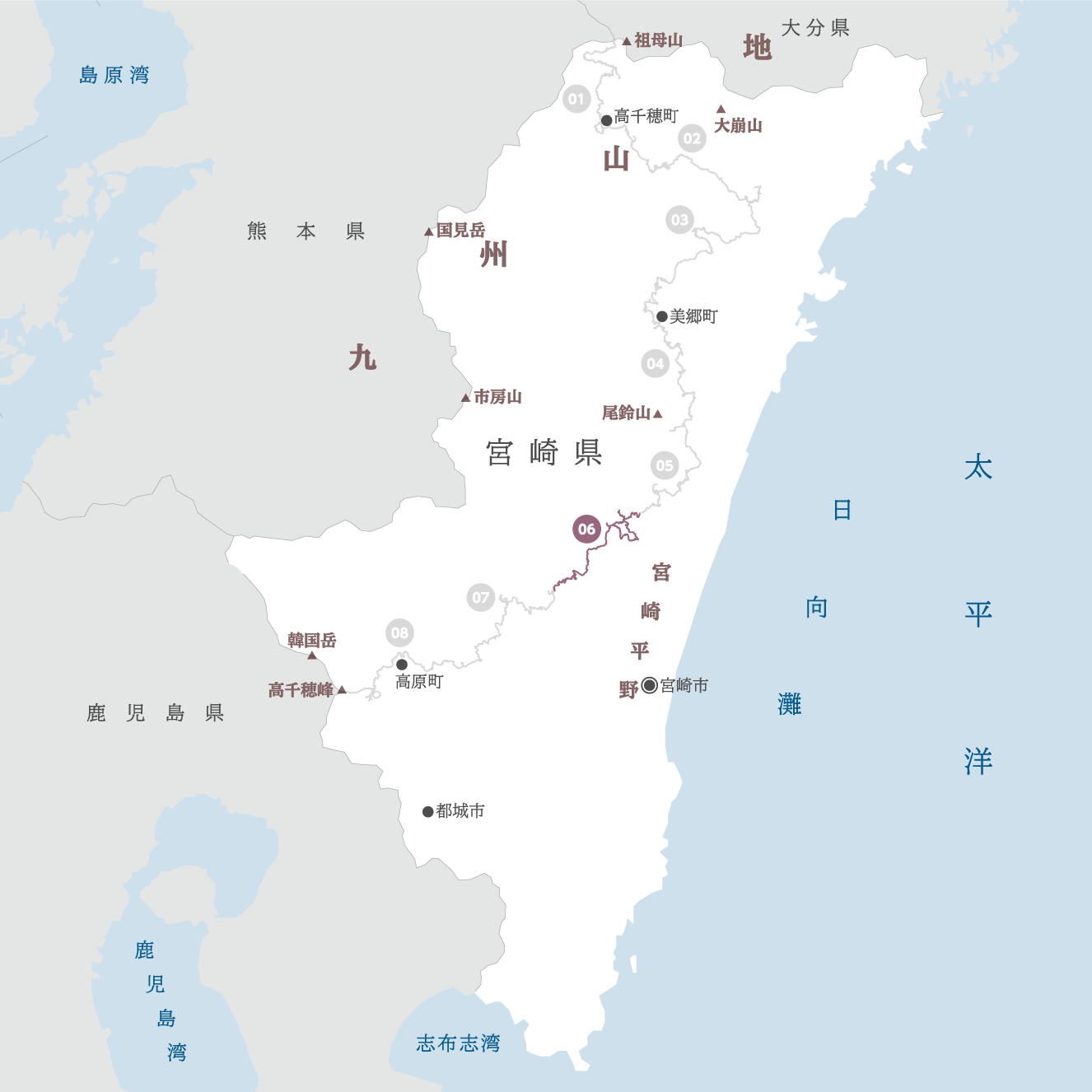 宮崎県の地図