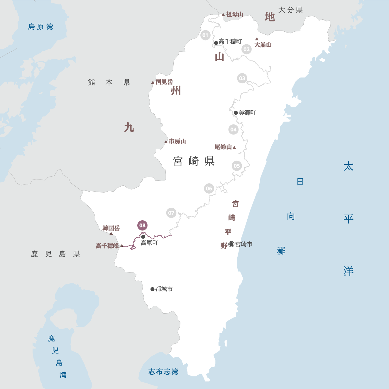 宮崎県の地図