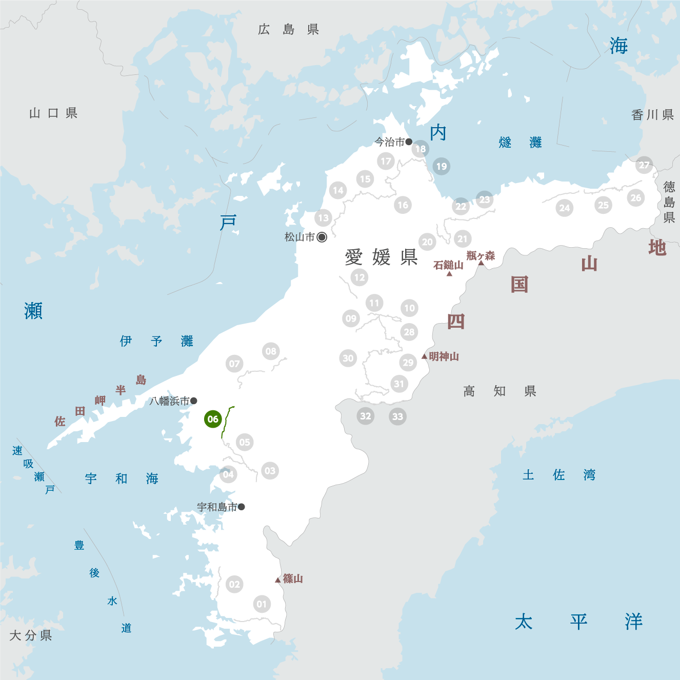 愛媛県の地図