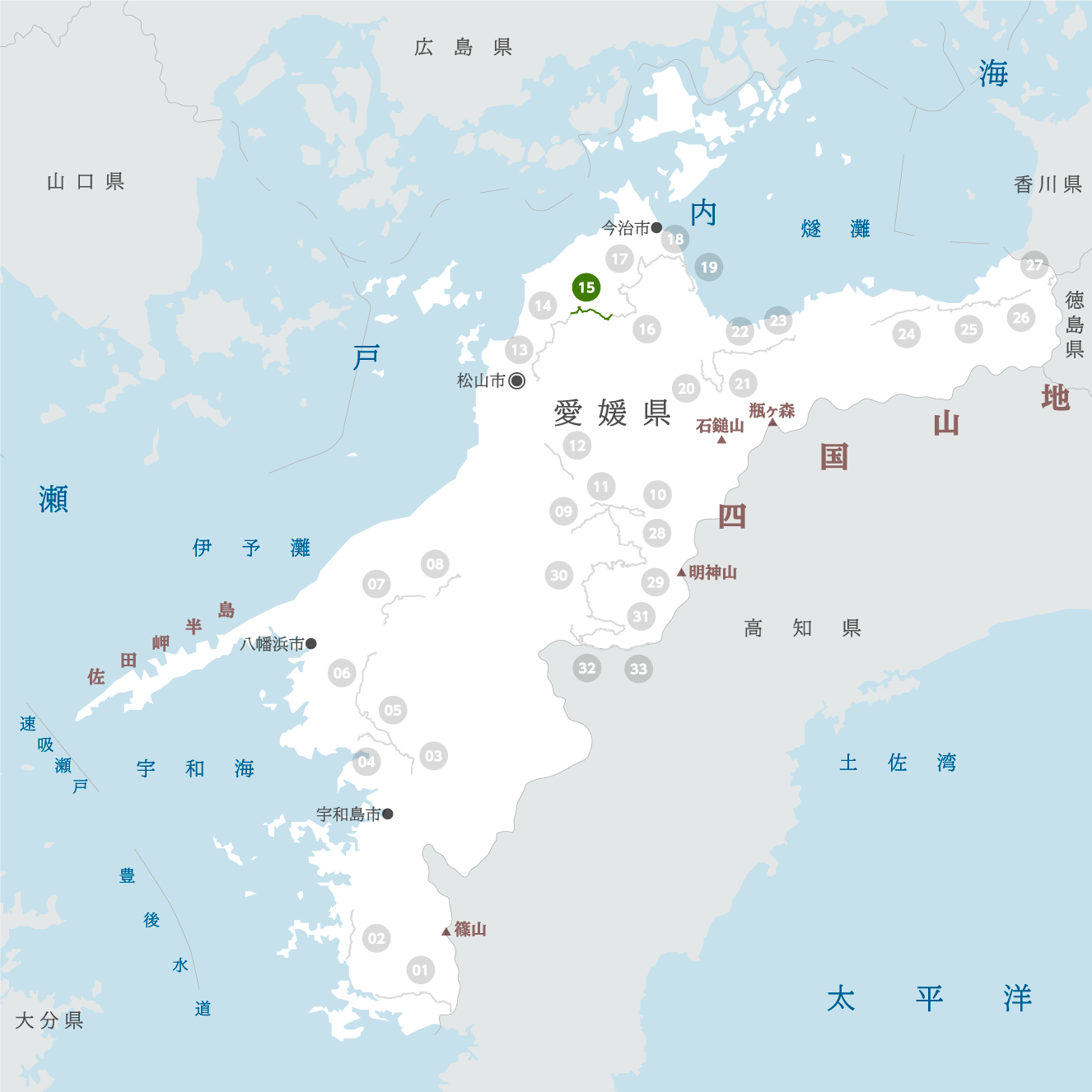 愛媛県の地図