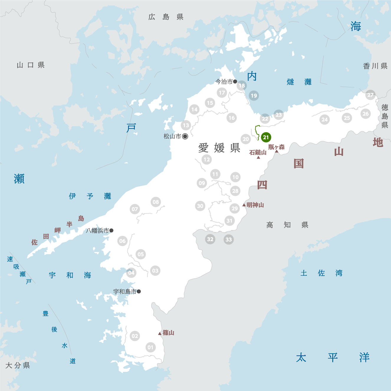 愛媛県の地図